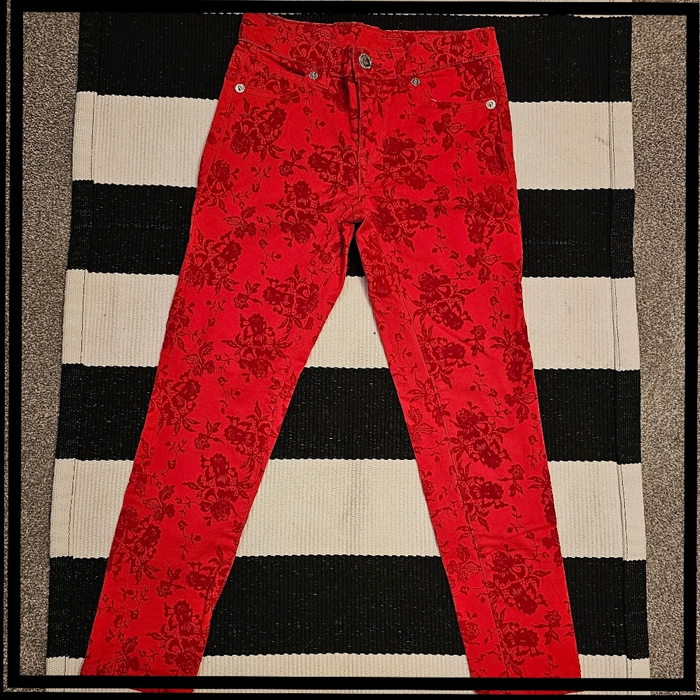 Harajuku Mini for Target Red Velvety Print Girl's Pants Size‎ S 6